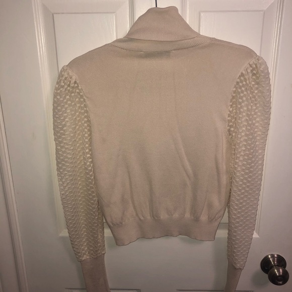 NWOT Zara Cream Turtle Neck Mesh Long Sleeves - Picture 2 of 6
